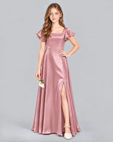 Dusty Rose A-line Junior Bridesmaid Dress Front
