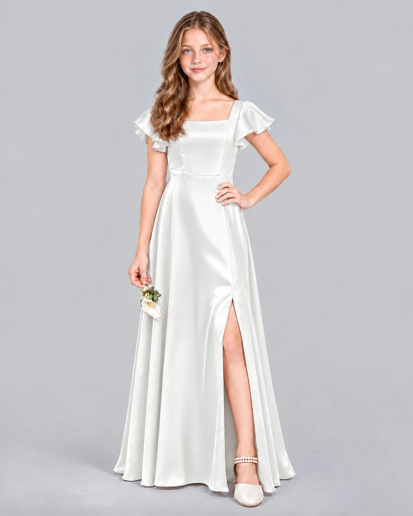 Ivory A-line Junior Bridesmaid Dress Front