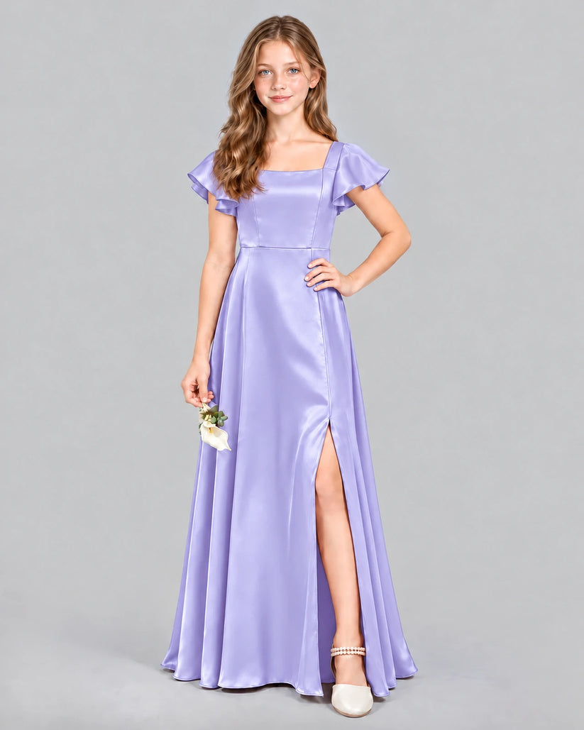 Lavender A-line Junior Bridesmaid Dress Front
