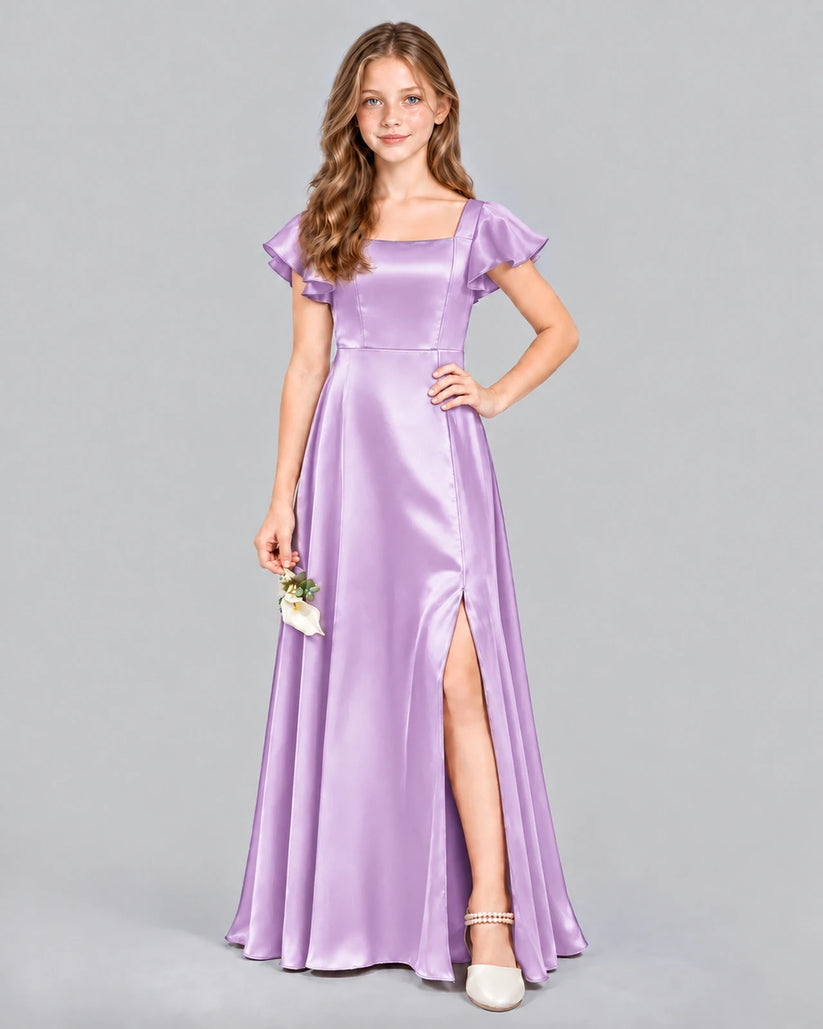 Lilac A-line Junior Bridesmaid Dress Front
