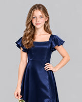 Navy Blue A-line Junior Bridesmaid Dress Detail [Shared]