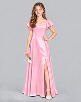 Pink A-line Junior Bridesmaid Dress Front