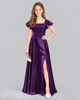 Purple A-line Junior Bridesmaid Dress Front