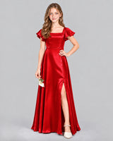 Red A-line Junior Bridesmaid Dress Front