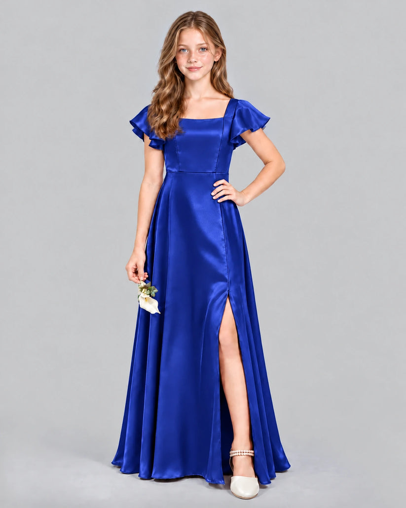 Royal Blue A-line Junior Bridesmaid Dress Front