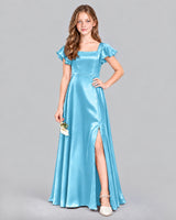 Sky Blue A-line Junior Bridesmaid Dress Front