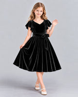 Black A-line Girls Formal Dress Front