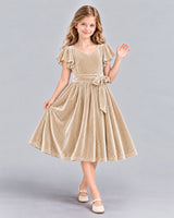 Champagne A-line Girls Formal Dress Front