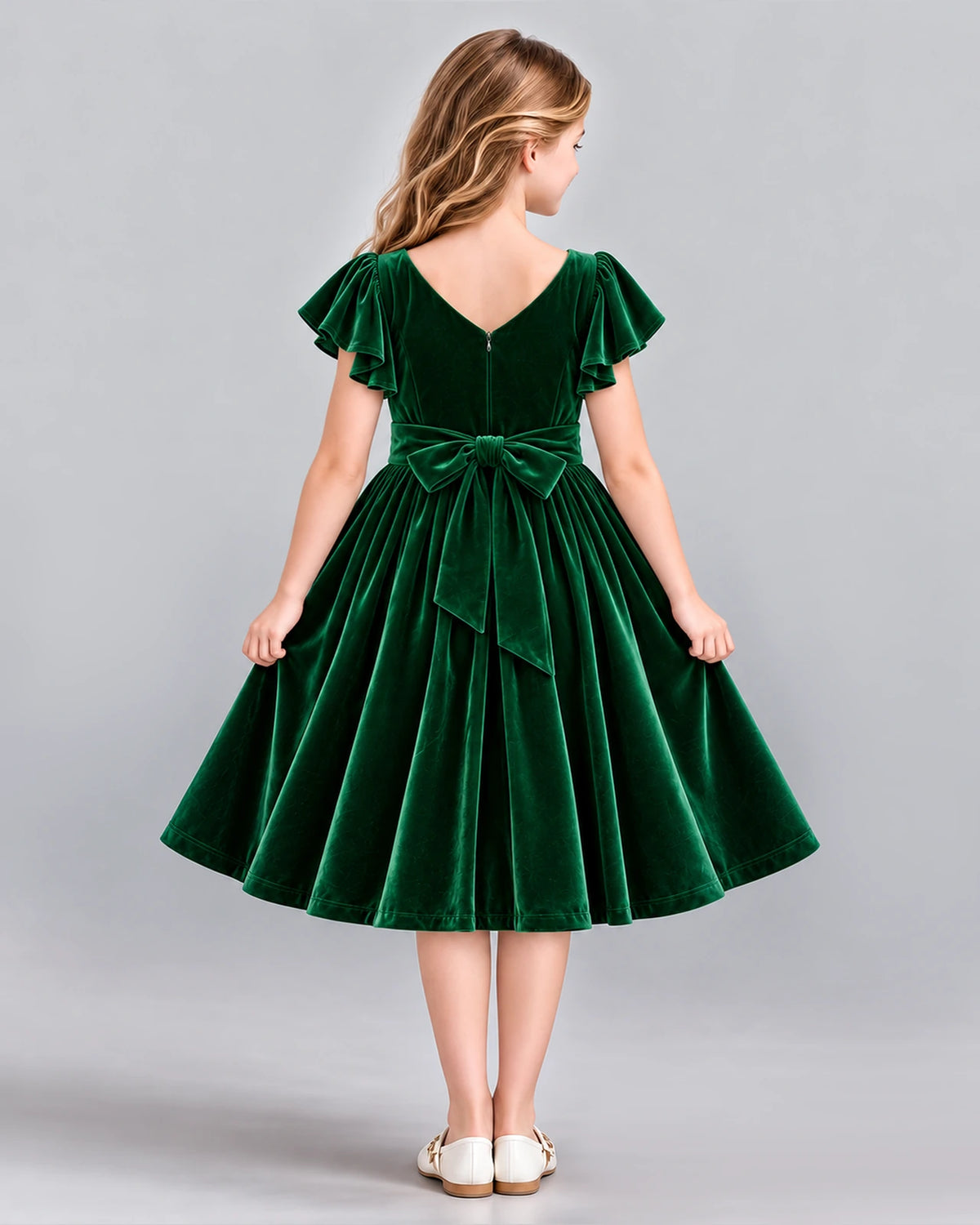 Dark Green A-line Girls Formal Dress Back [Shared]
