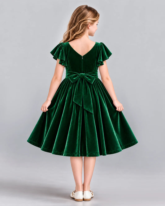 Dark Green A-line Girls Formal Dress Back [Shared]