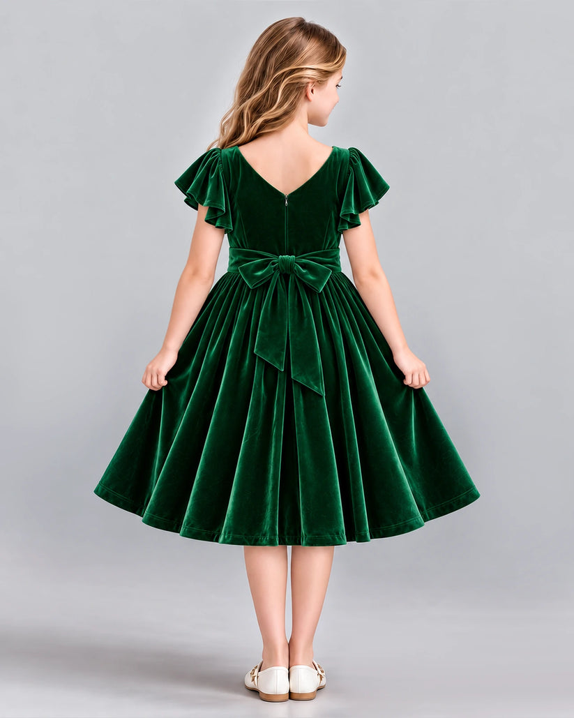 Dark Green A-line Girls Formal Dress Back [Shared]