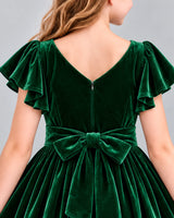 Dark Green A-line Girls Formal Dress Back_Detail [Shared]