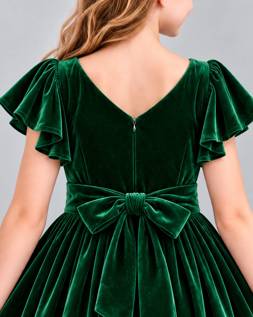 Dark Green A-line Girls Formal Dress Back_Detail [Shared]