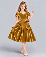 Gold A-line Girls Formal Dress Front