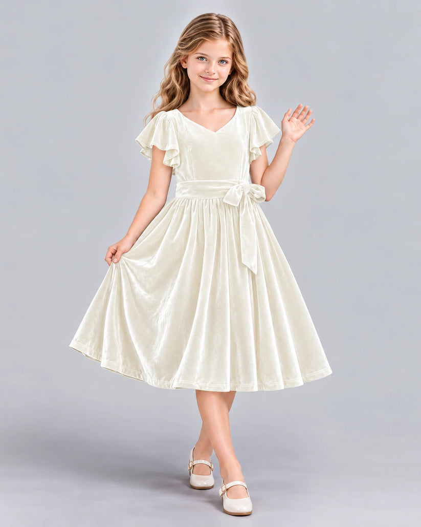 Ivory A-line Girls Formal Dress Front