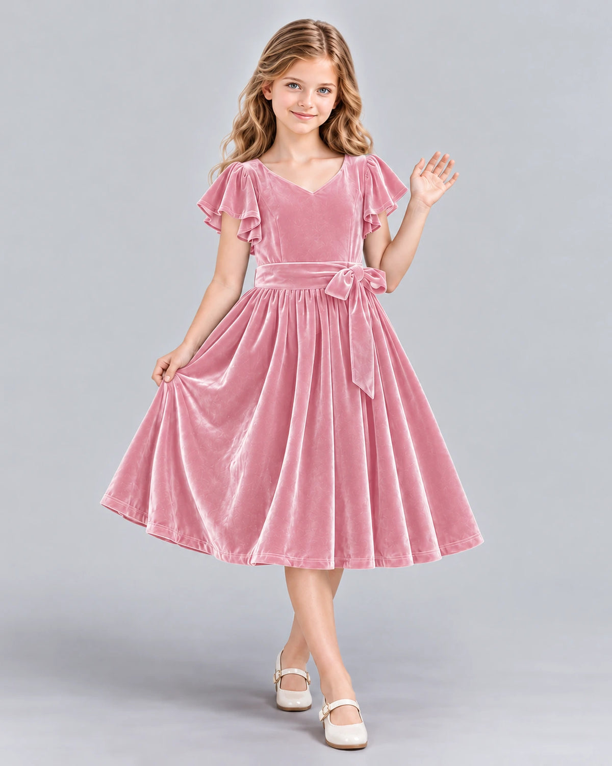Pink A-line Girls Formal Dress Front