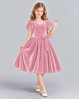 Pink A-line Girls Formal Dress Front