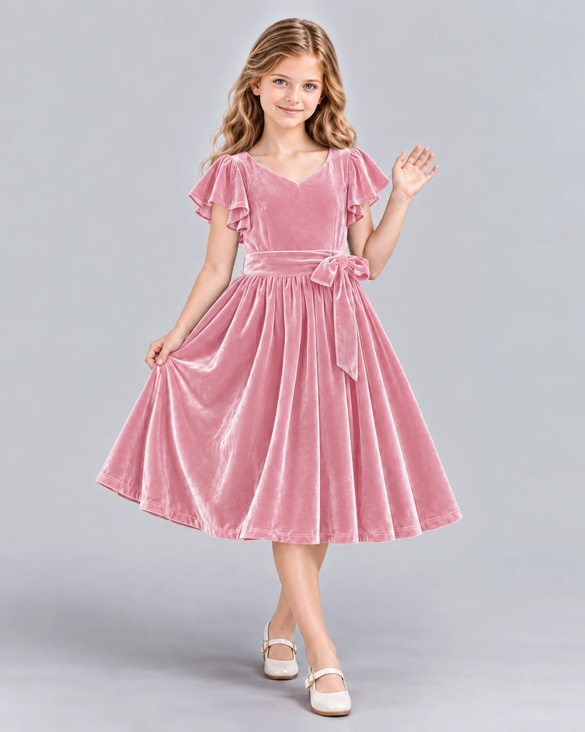 Pink A-line Girls Formal Dress Front
