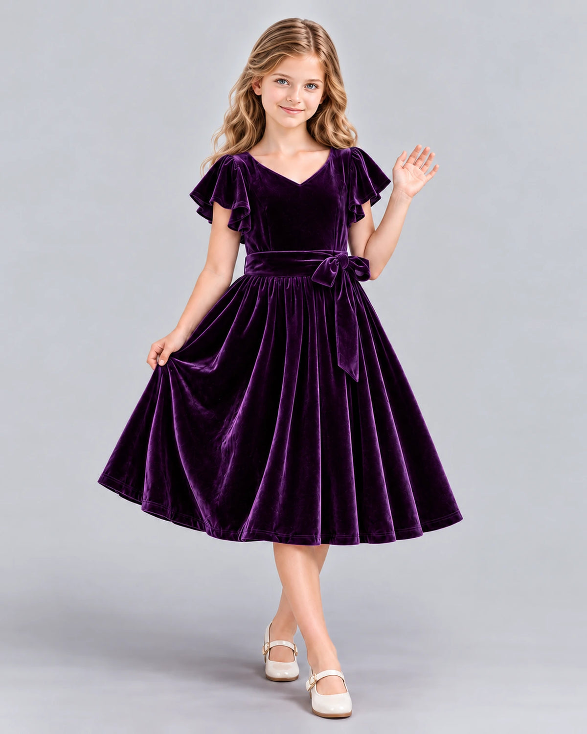 Purple A-line Girls Formal Dress Front