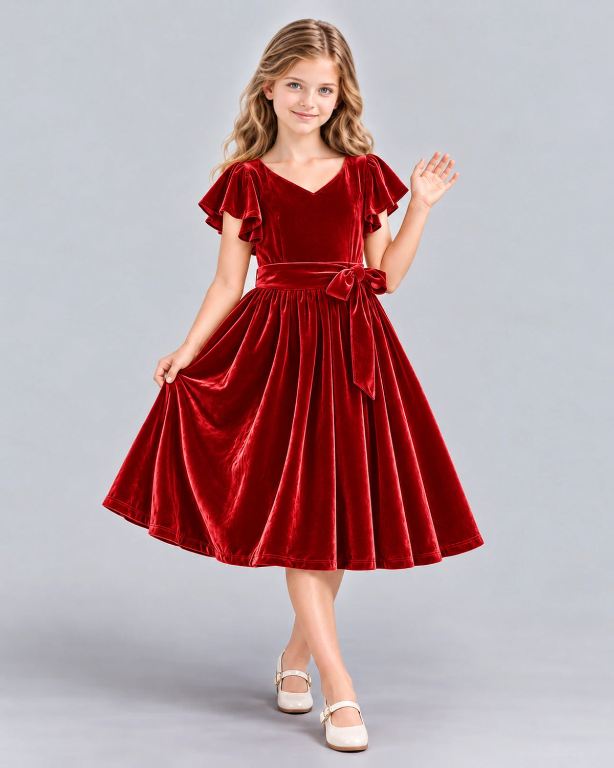 Red A-line Girls Formal Dress Front