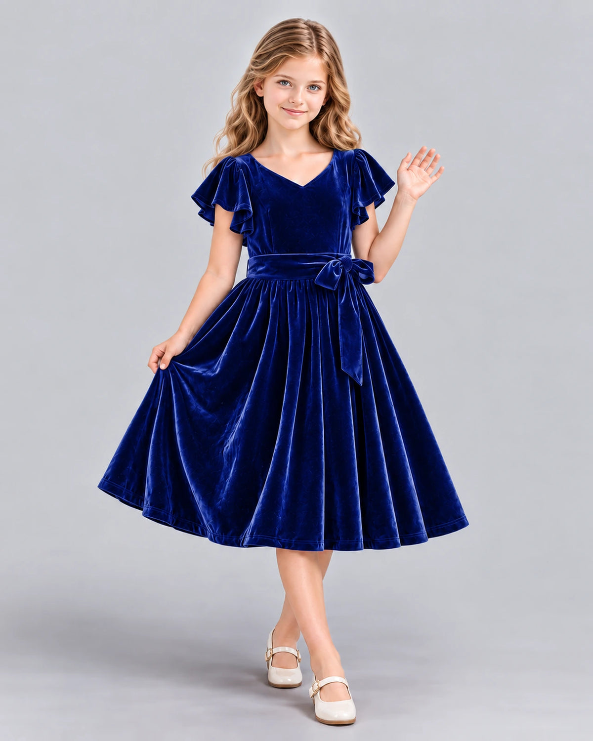 Royal Blue A-line Girls Formal Dress Front