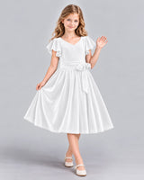 White A-line Girls Formal Dress Front