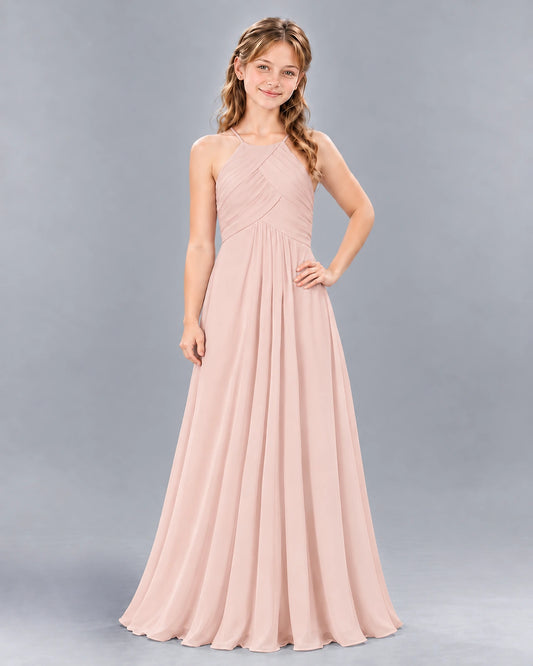 Blush Pink A-line Junior Bridesmaid Dress Front