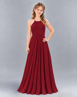 Burgundy A-line Junior Bridesmaid Dress Front