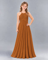 Burnt Orange A-line Junior Bridesmaid Dress Front