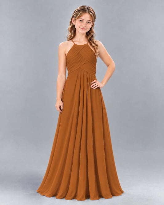 Burnt Orange A-line Junior Bridesmaid Dress Front