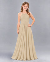 Champagne A-line Junior Bridesmaid Dress Front