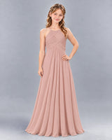 Dusty Rose A-line Junior Bridesmaid Dress Front