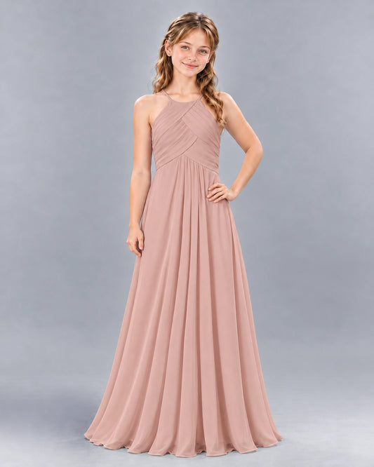 Dusty Rose A-line Junior Bridesmaid Dress Front