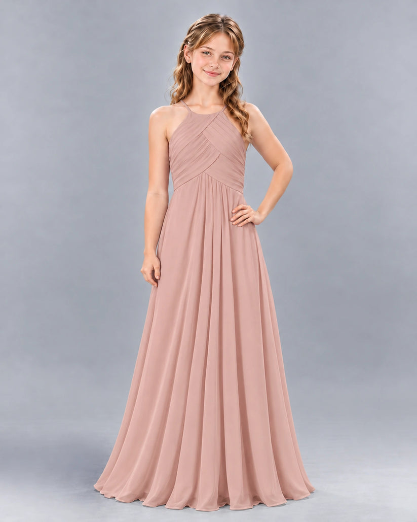 Dusty Rose A-line Junior Bridesmaid Dress Front