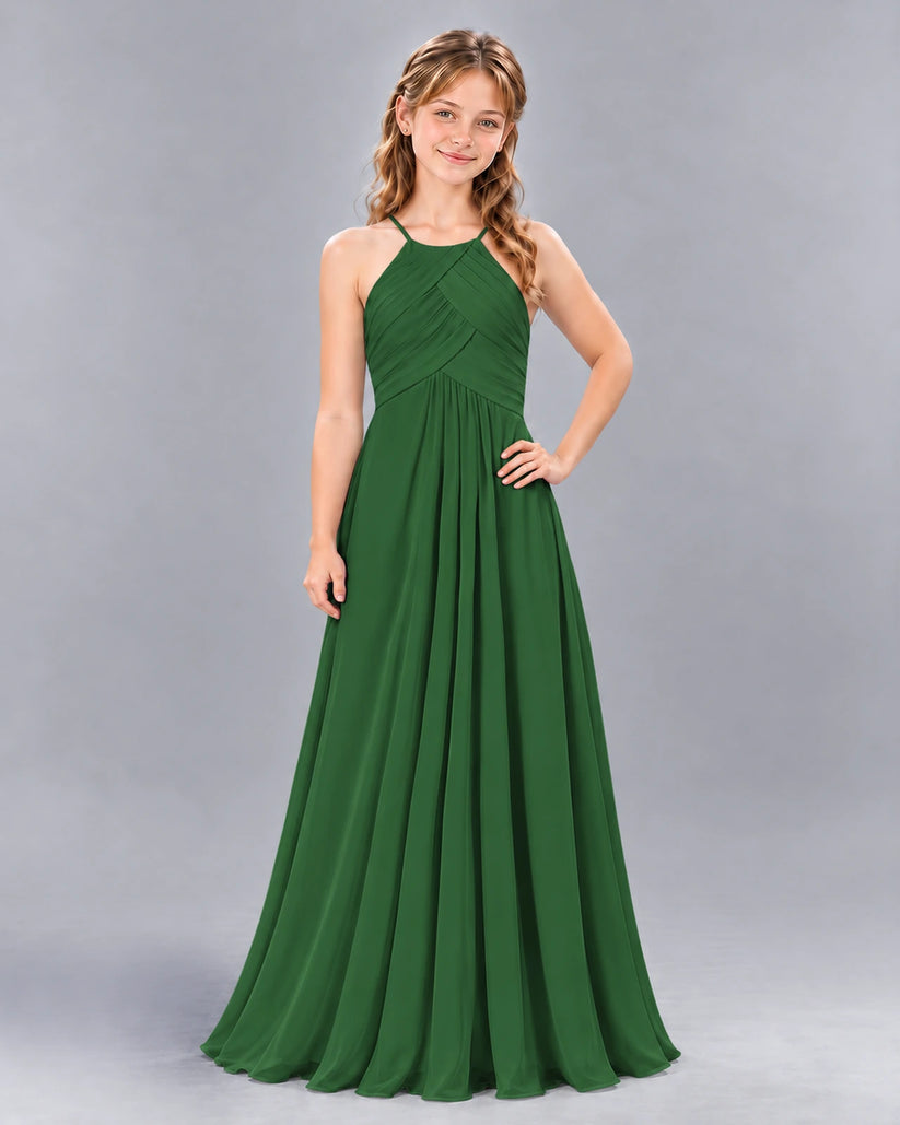 Emerald Green A-line Junior Bridesmaid Dress Front