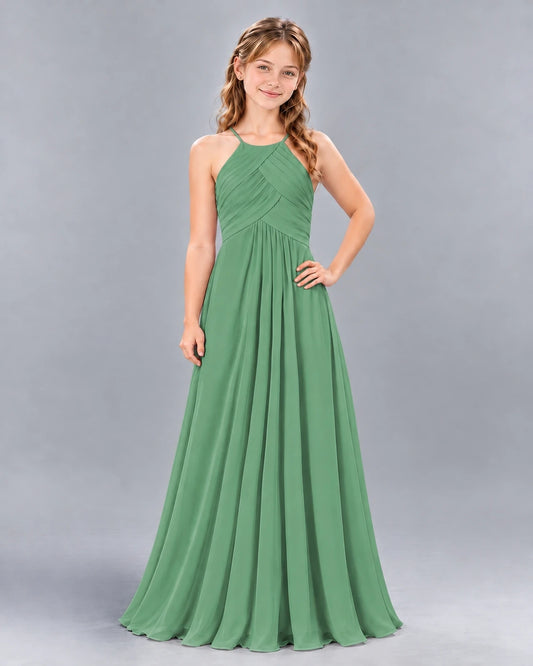 Eucalyptus A-line Junior Bridesmaid Dress Front