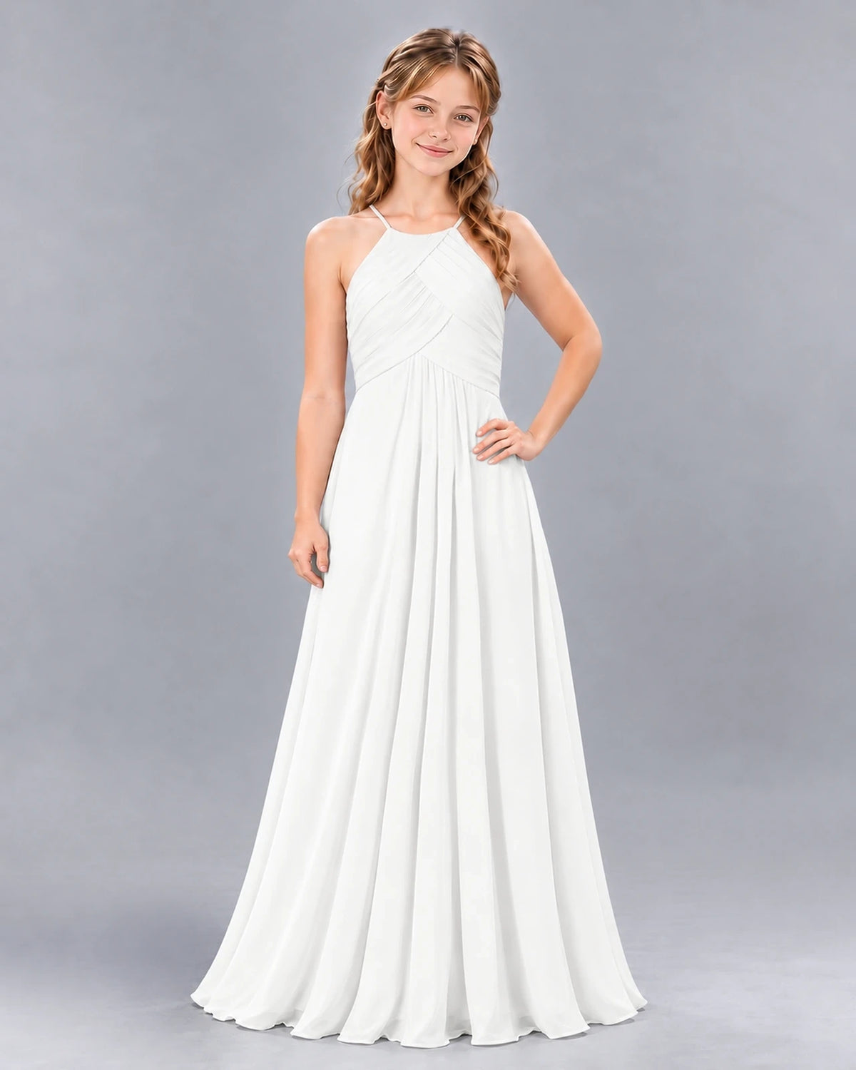 Ivory A-line Junior Bridesmaid Dress Front
