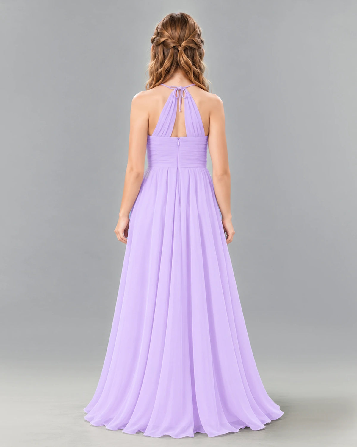 Lavender A-line Junior Bridesmaid Dress Back [Shared]