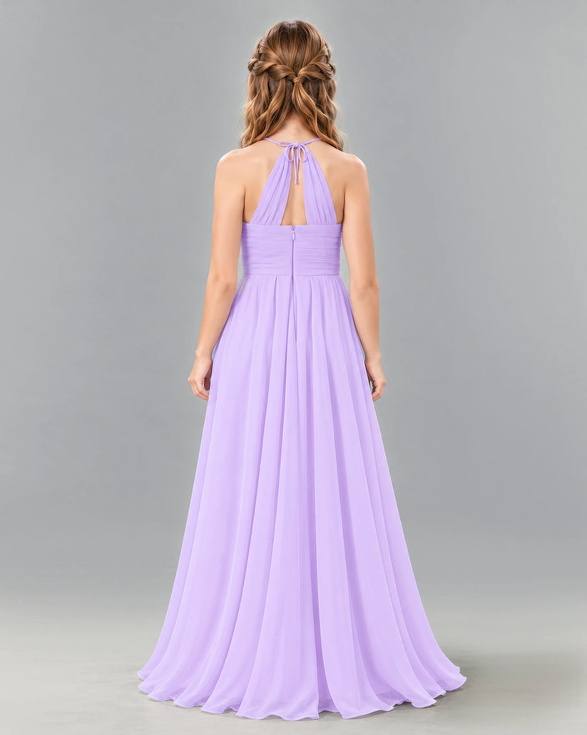Lavender A-line Junior Bridesmaid Dress Back [Shared]