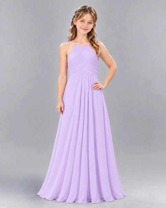 Lavender A-line Junior Bridesmaid Dress Front