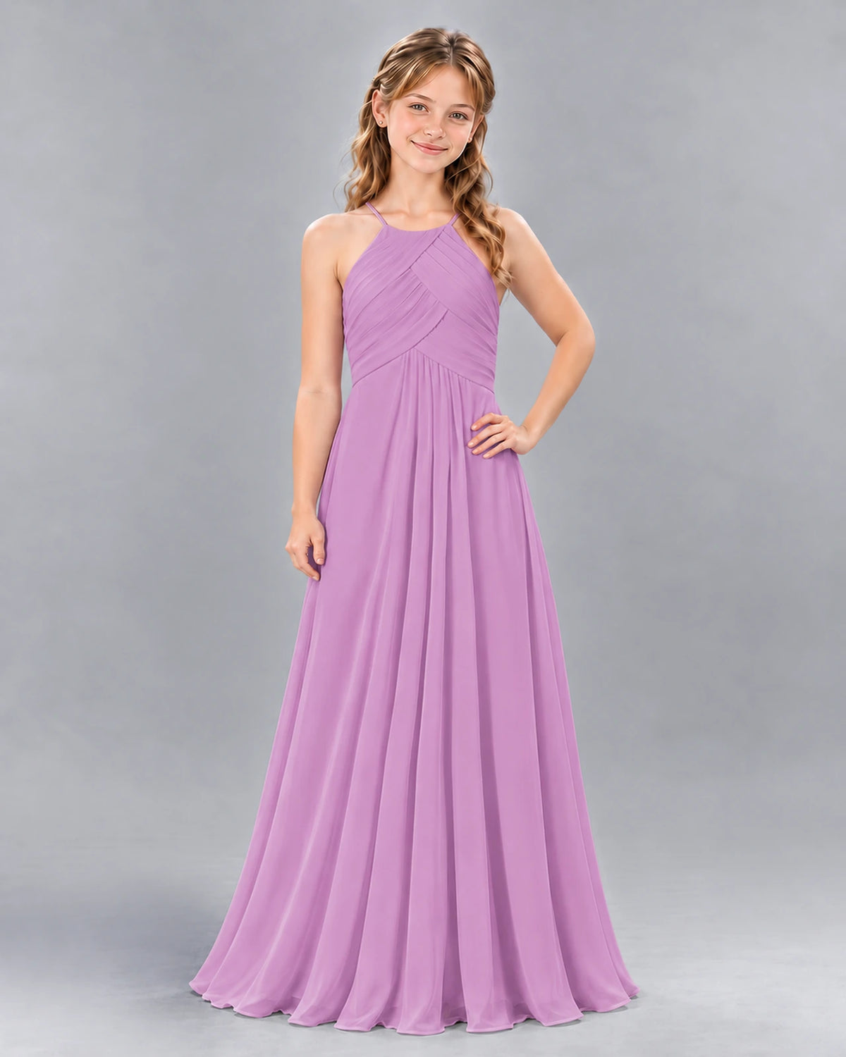 Lilac A-line Junior Bridesmaid Dress Front