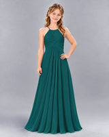 Peacock A-line Junior Bridesmaid Dress Front