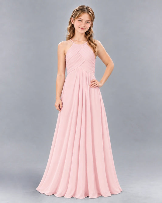 Pink A-line Junior Bridesmaid Dress Front