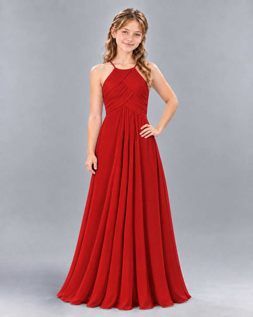 Red A-line Junior Bridesmaid Dress Front
