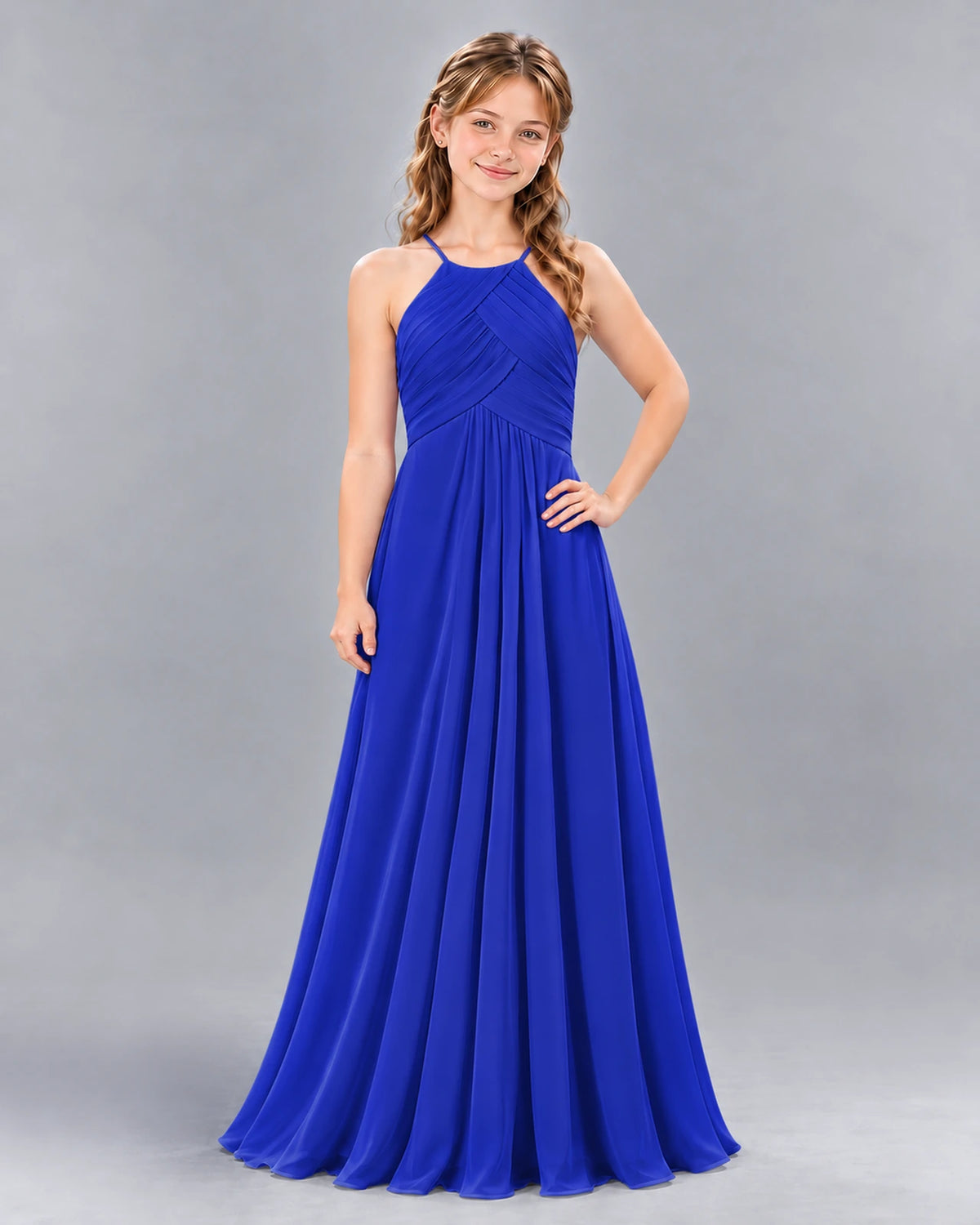Royal Blue A-line Junior Bridesmaid Dress Front