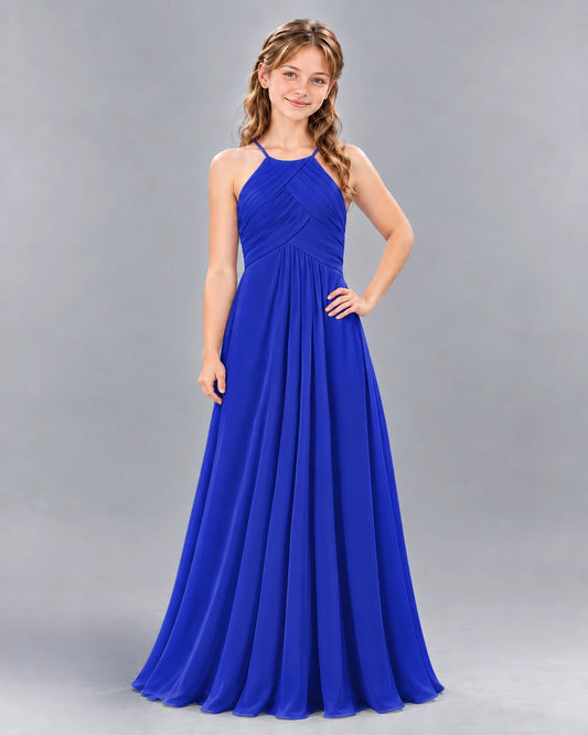 Royal Blue A-line Junior Bridesmaid Dress Front