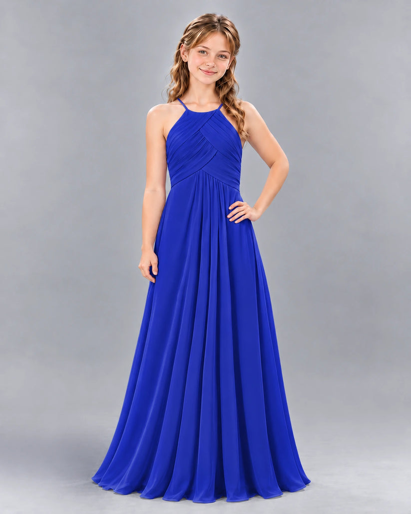 Royal Blue A-line Junior Bridesmaid Dress Front