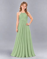 Sage Green A-line Junior Bridesmaid Dress Front