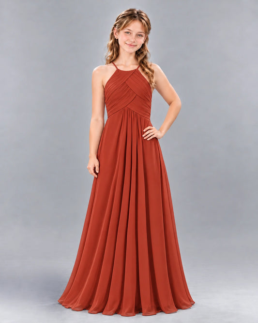 Vermilion A-line Junior Bridesmaid Dress Front
