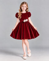 Burgundy A-line Girls Formal Dress Front